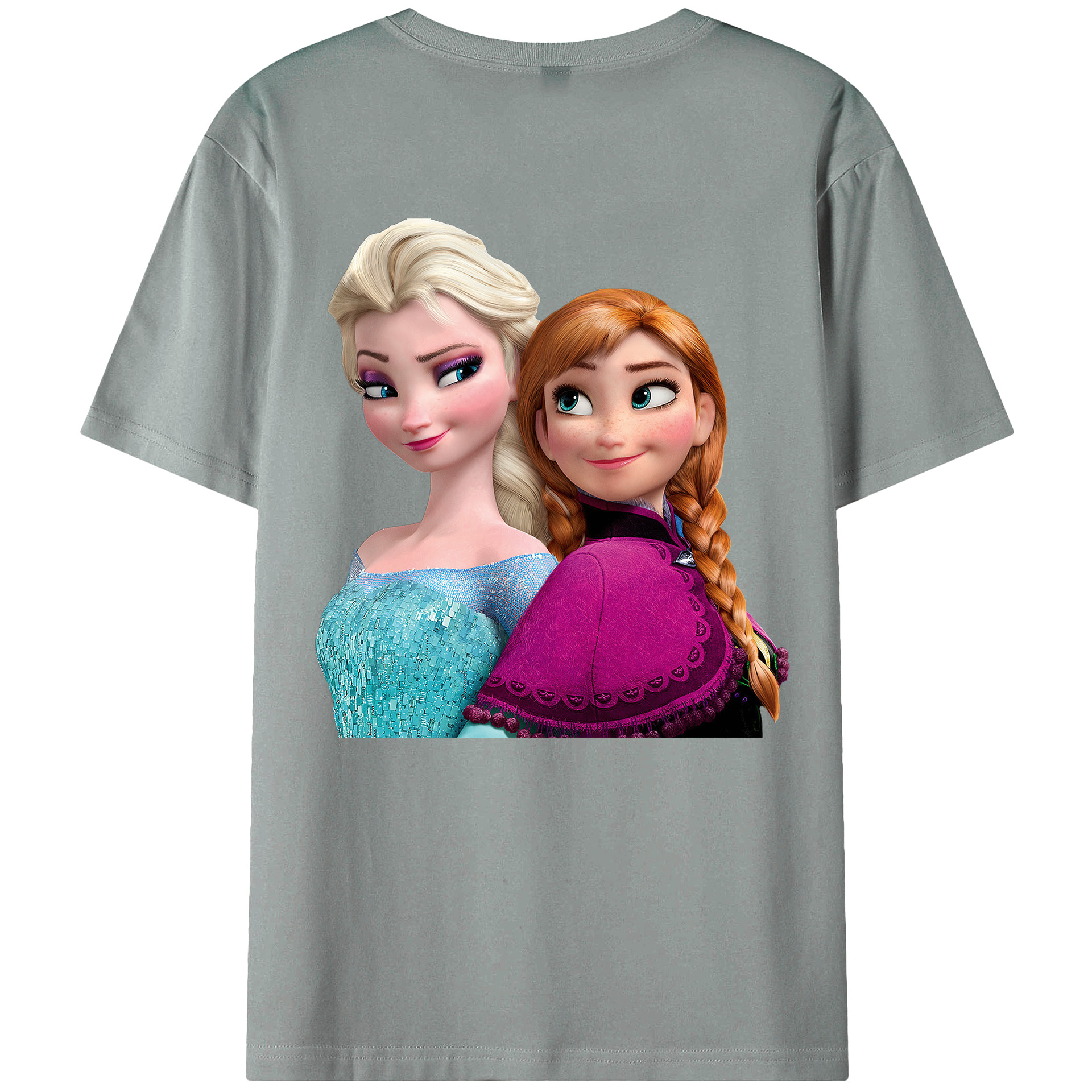 （画像用） アナと雪の女王 アンナ エルサ Frozen Anna Elsa 綿100％ メンズ半袖Tシャツ（バックプリント） 通気性